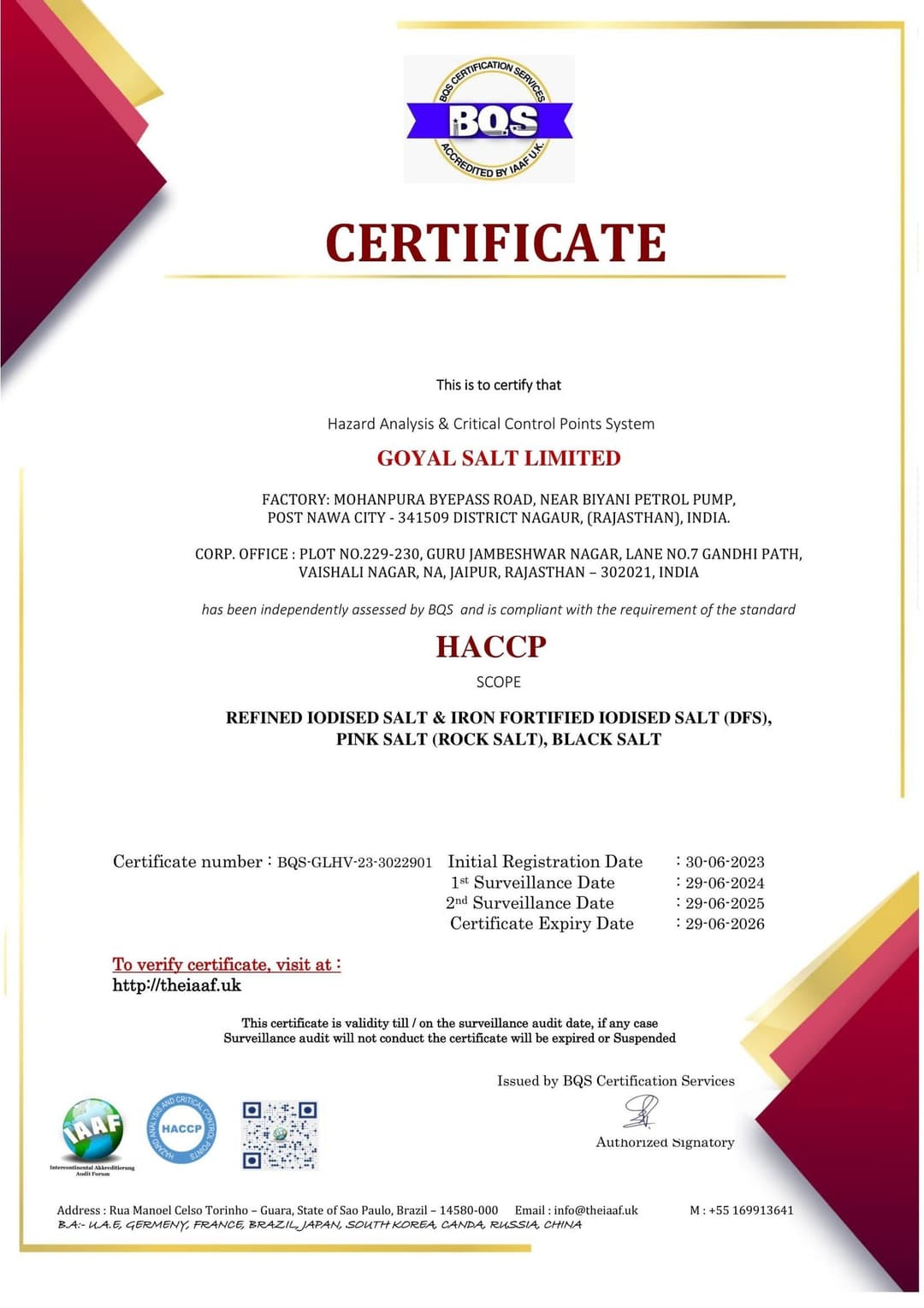 HACCP Certificate